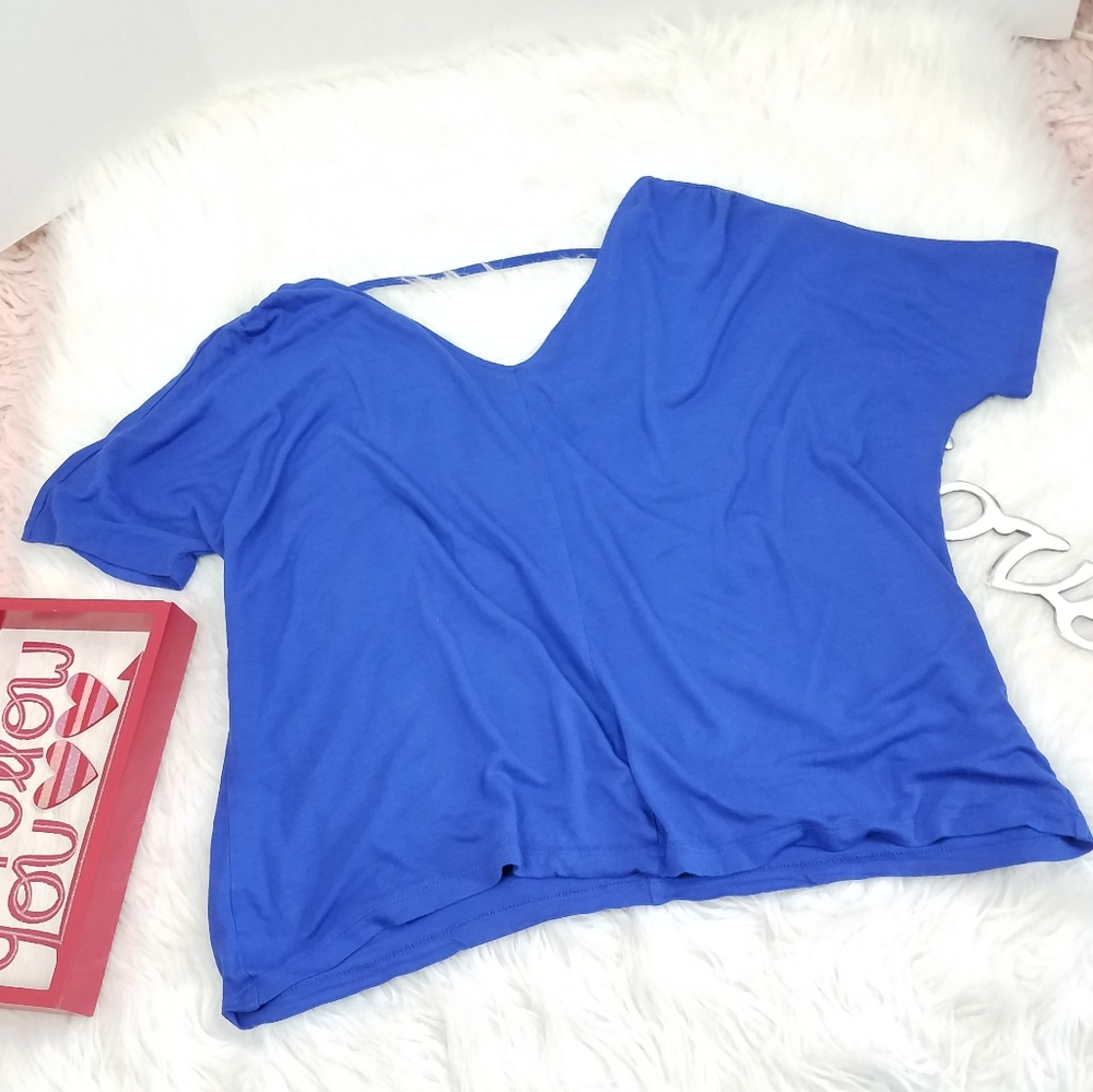OLD NAVY BLOUSE SHORT SLEEVE BLUE ROYAL SZ L/G